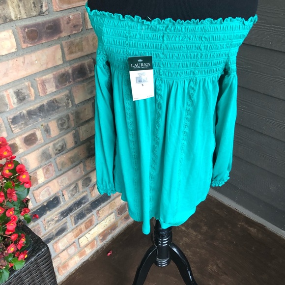 Ralph Lauren green off the shoulder top size S NWT - Picture 2 of 2